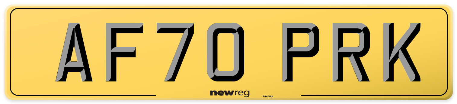 AF70 PRK Rear Number Plate