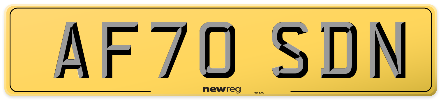 AF70 SDN Rear Number Plate