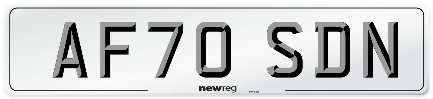 AF70 SDN Front Number Plate