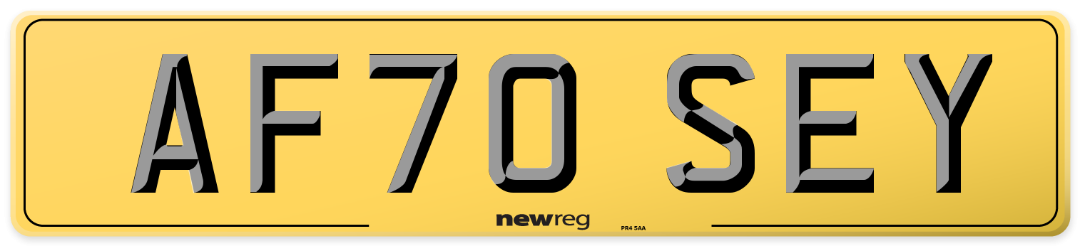 AF70 SEY Rear Number Plate