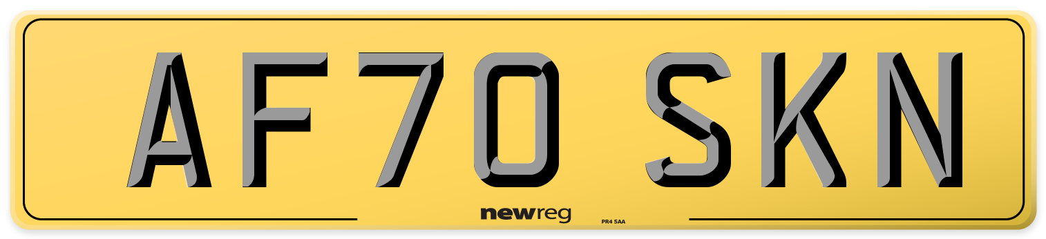 AF70 SKN Rear Number Plate