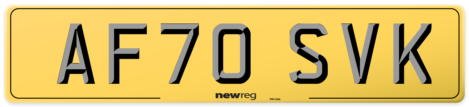 AF70 SVK Rear Number Plate
