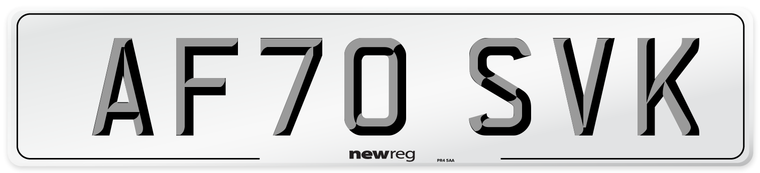 AF70 SVK Front Number Plate