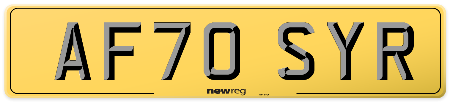 AF70 SYR Rear Number Plate