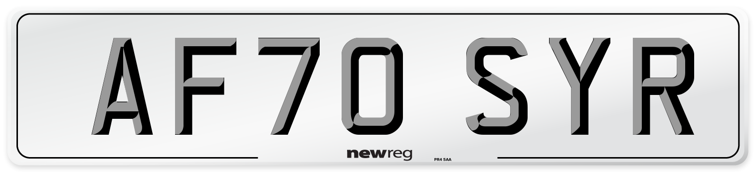 AF70 SYR Front Number Plate