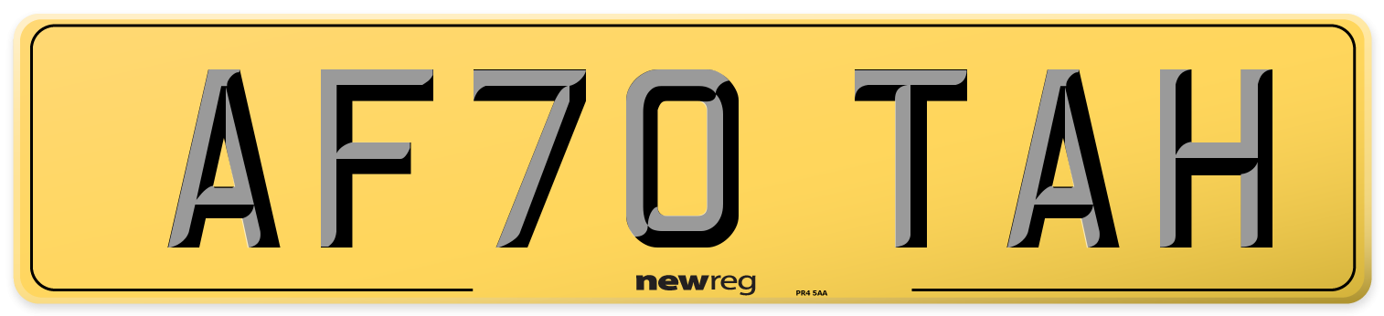 AF70 TAH Rear Number Plate