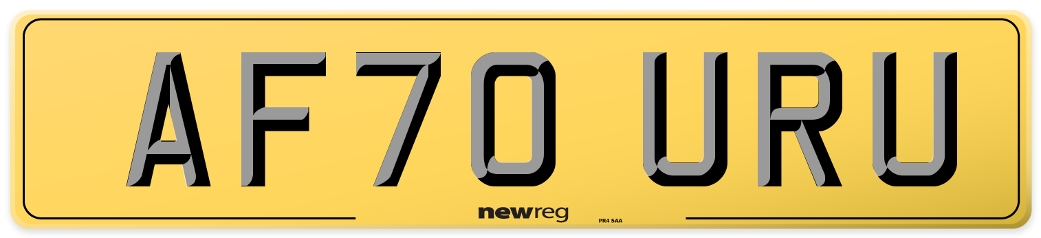 AF70 URU Rear Number Plate