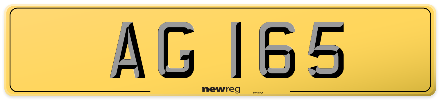 AG 165 Rear Number Plate