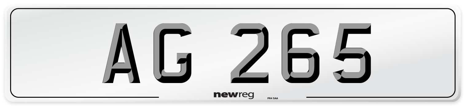 AG 265 Front Number Plate