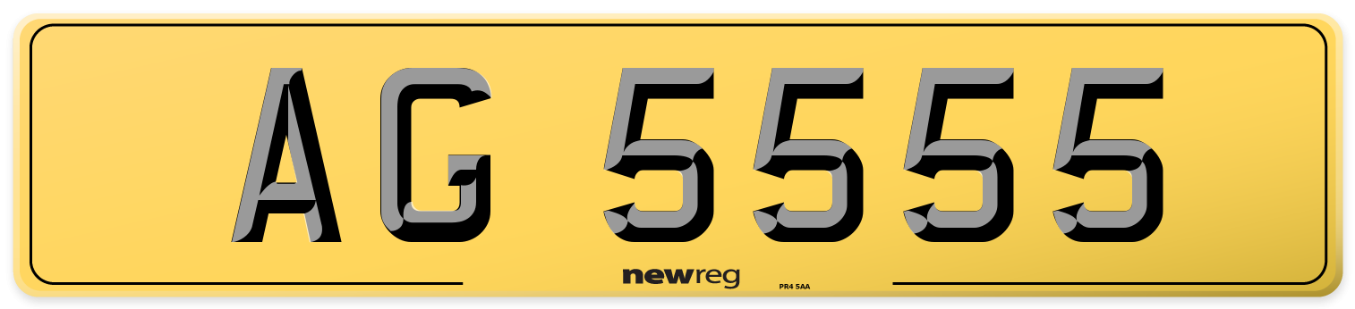 AG 5555 Rear Number Plate