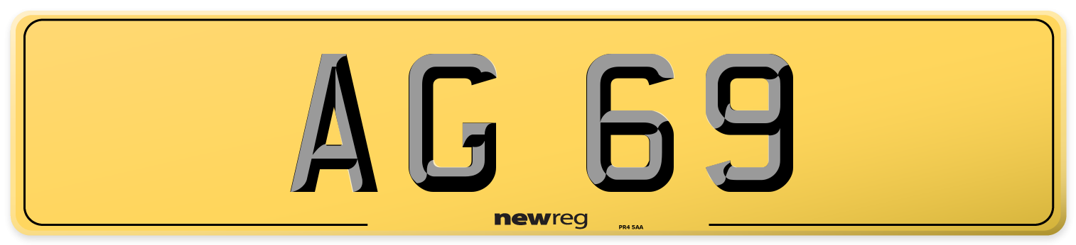 AG 69 Rear Number Plate