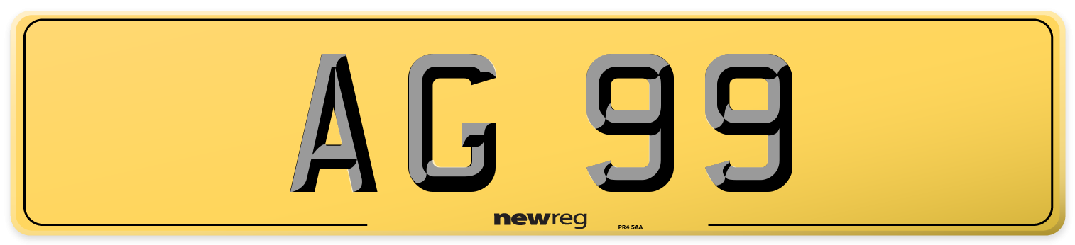 AG 99 Rear Number Plate