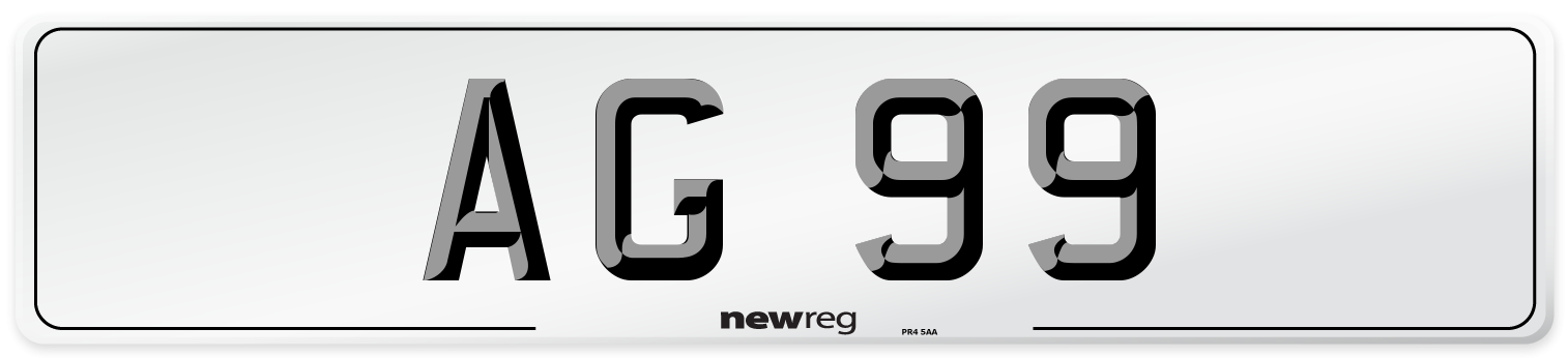 AG 99 Front Number Plate