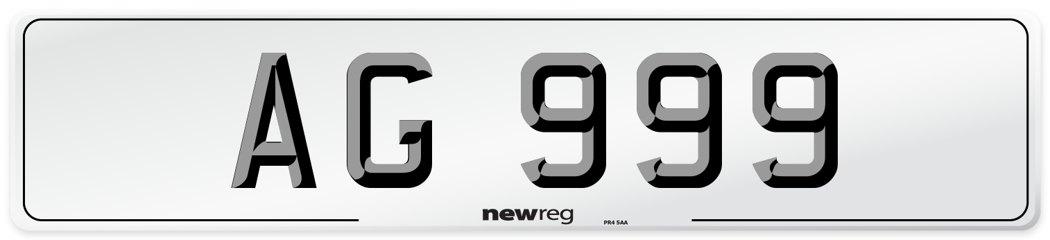 AG 999 Front Number Plate