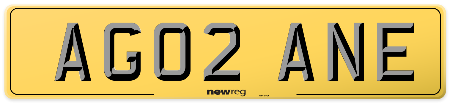 AG02 ANE Rear Number Plate