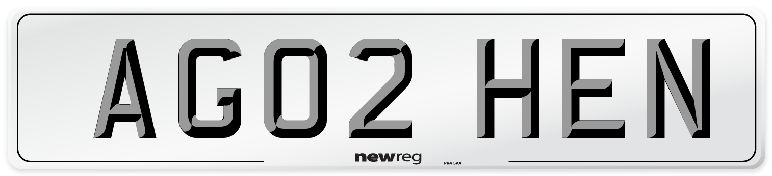 AG02 HEN Front Number Plate