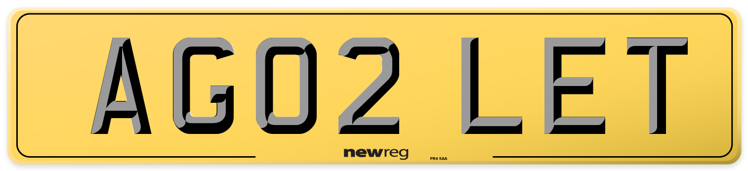 AG02 LET Rear Number Plate