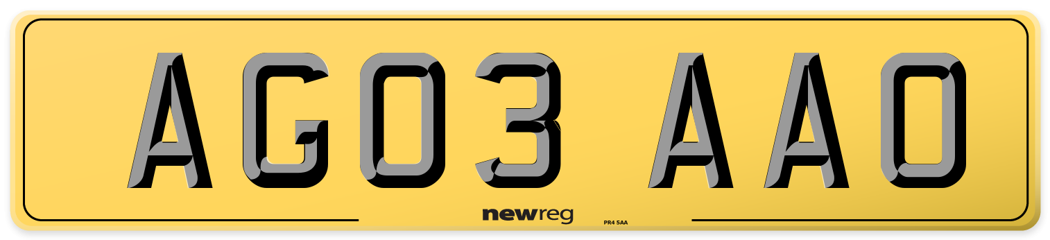 AG03 AAO Rear Number Plate