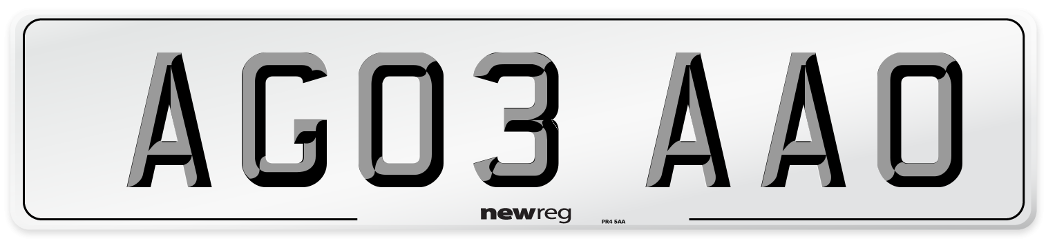 AG03 AAO Front Number Plate