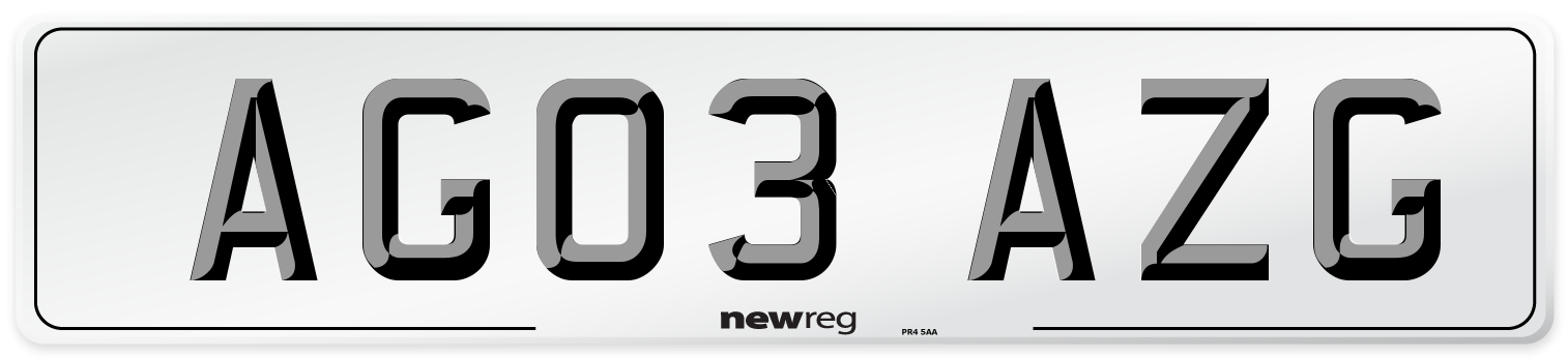 AG03 AZG Front Number Plate