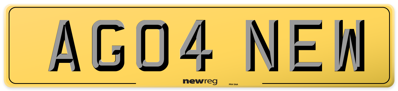 AG04 NEW Rear Number Plate