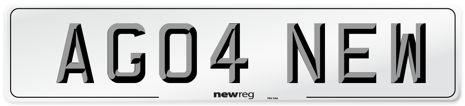 AG04 NEW Front Number Plate