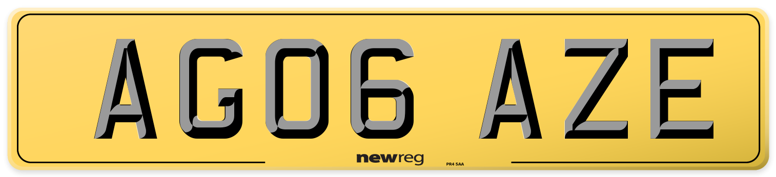 AG06 AZE Rear Number Plate