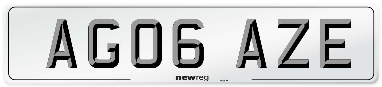AG06 AZE Front Number Plate