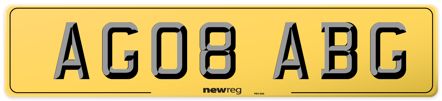 AG08 ABG Rear Number Plate
