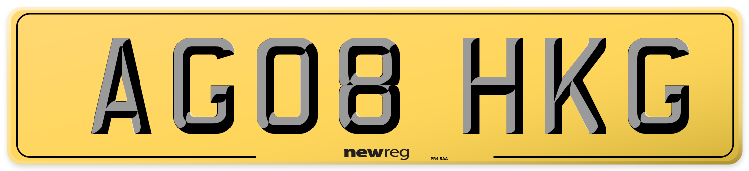 AG08 HKG Rear Number Plate