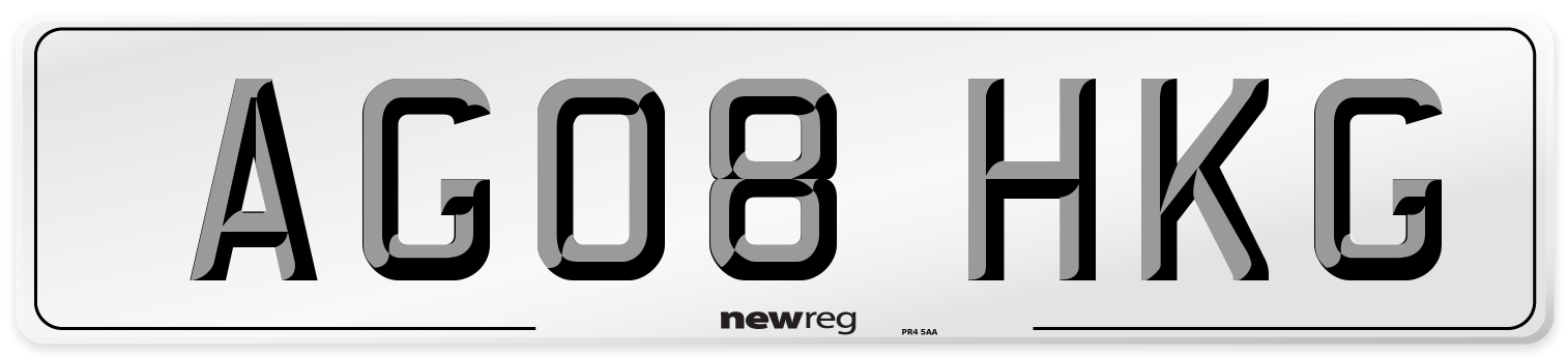 AG08 HKG Front Number Plate