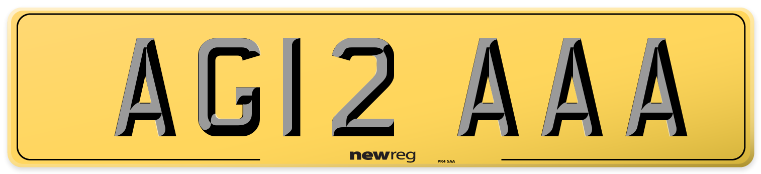 AG12 AAA Rear Number Plate