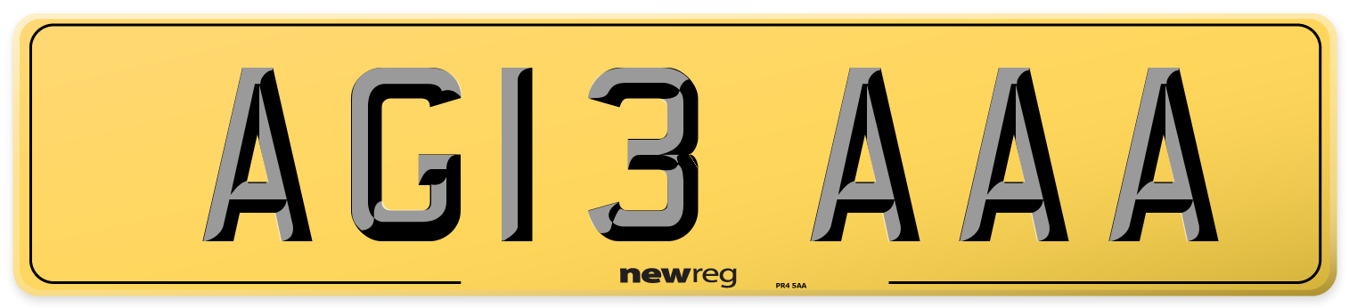 AG13 AAA Rear Number Plate