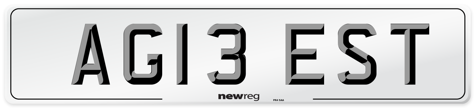AG13 EST Front Number Plate