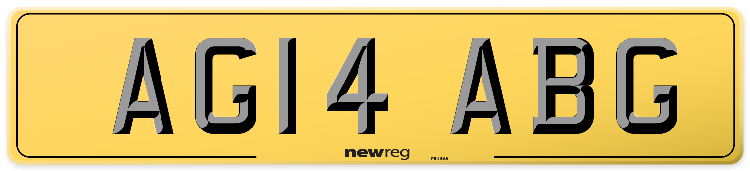 AG14 ABG Rear Number Plate