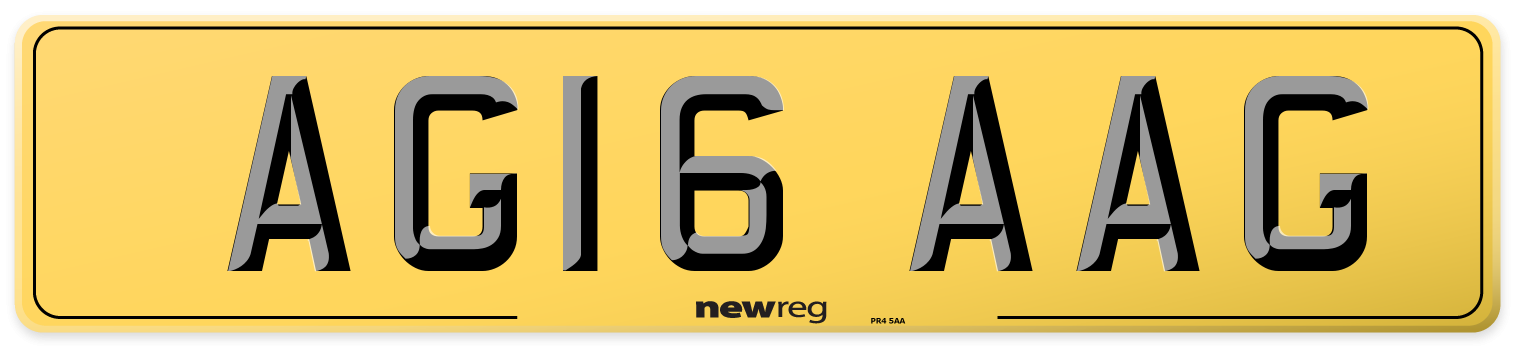 AG16 AAG Rear Number Plate