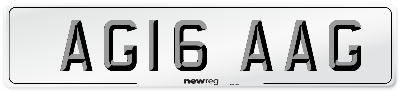 AG16 AAG Front Number Plate