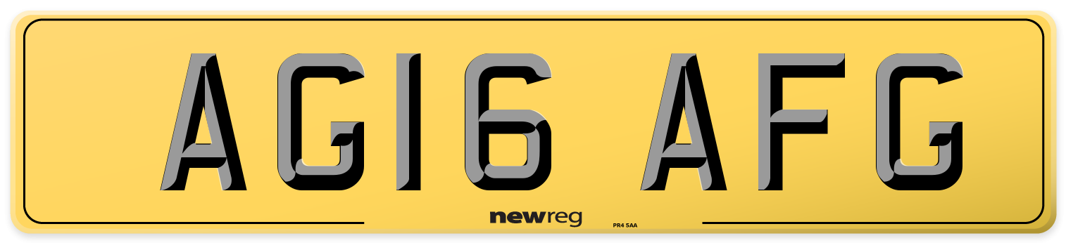 AG16 AFG Rear Number Plate