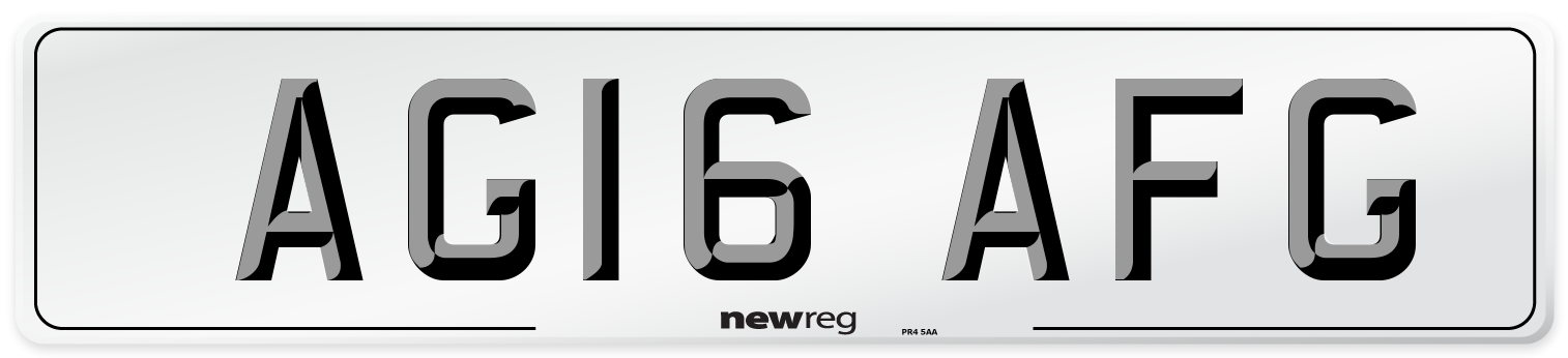 AG16 AFG Front Number Plate