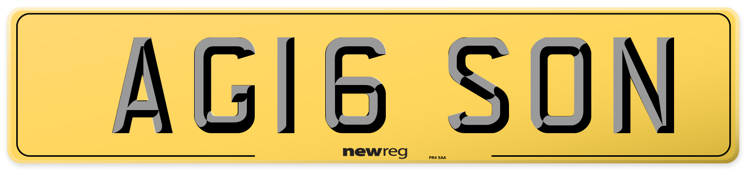 AG16 SON Rear Number Plate