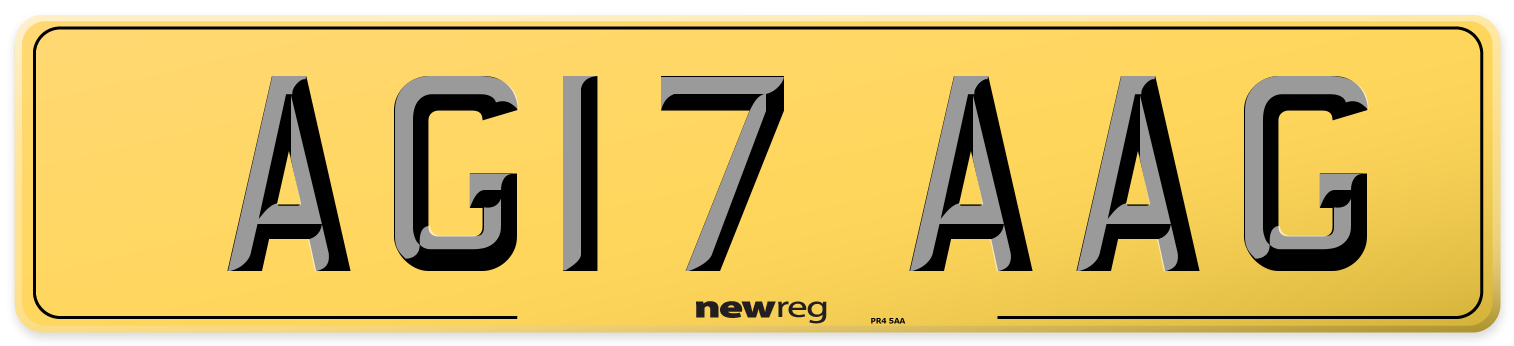 AG17 AAG Rear Number Plate