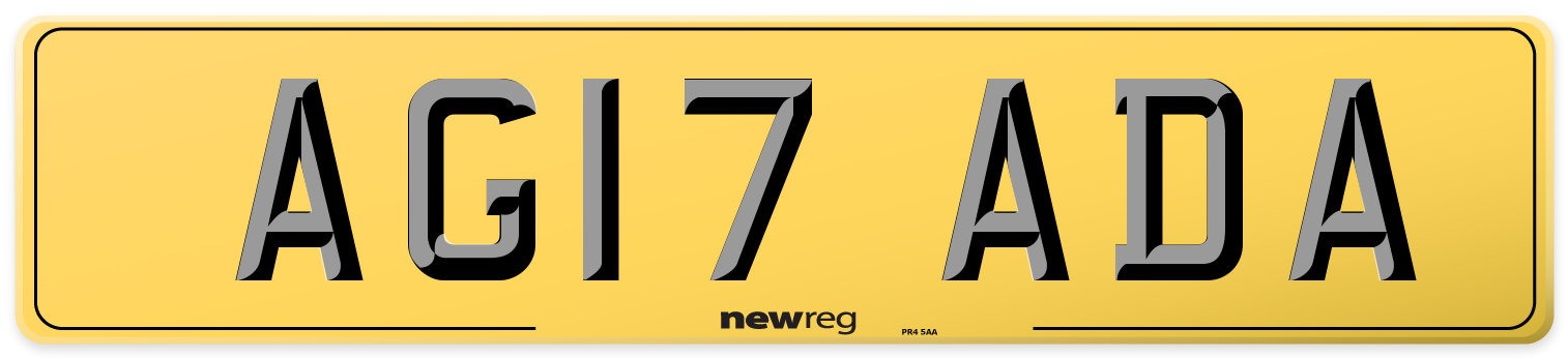 AG17 ADA Rear Number Plate