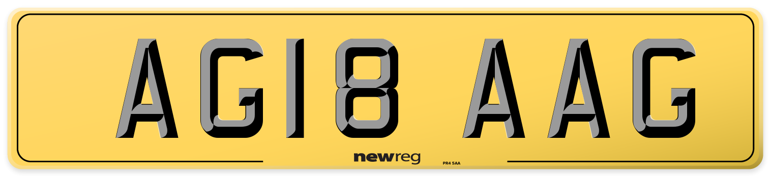 AG18 AAG Rear Number Plate