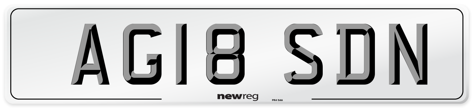 AG18 SDN Front Number Plate