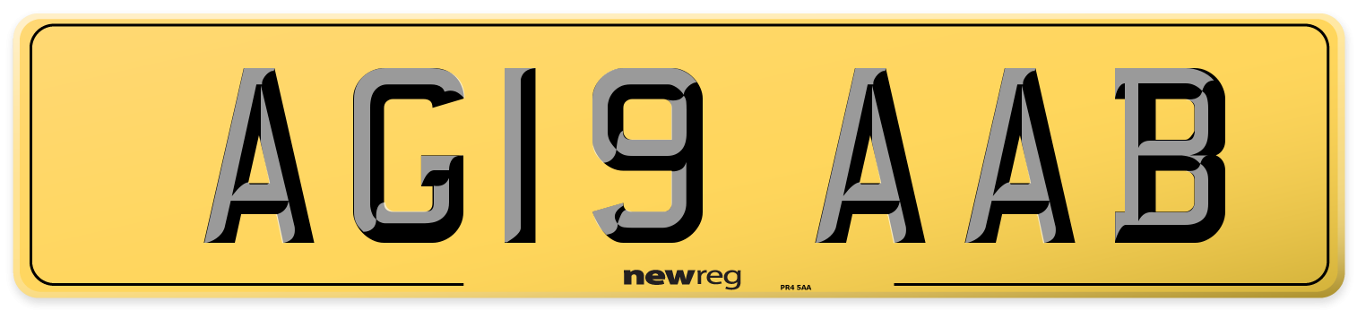 AG19 AAB Rear Number Plate