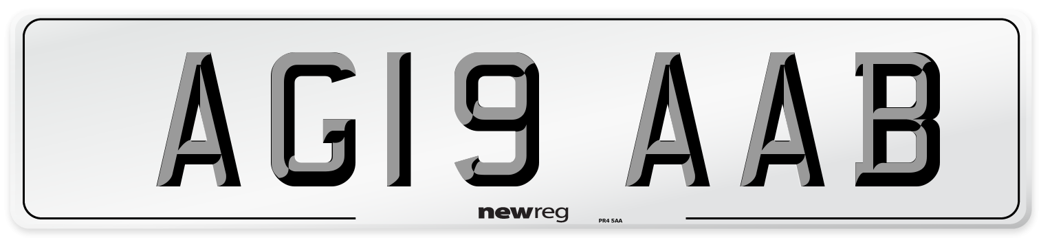 AG19 AAB Front Number Plate