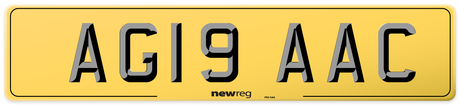 AG19 AAC Rear Number Plate
