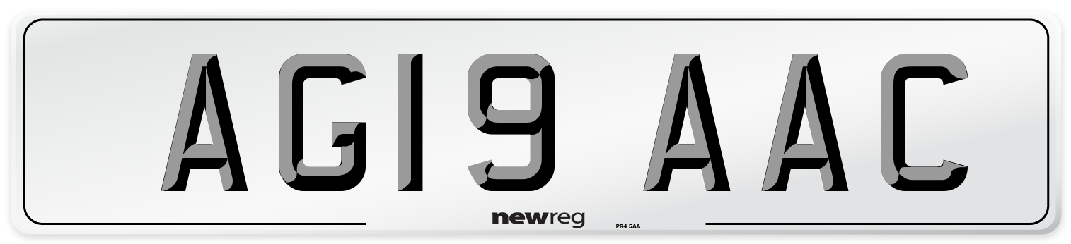 AG19 AAC Front Number Plate