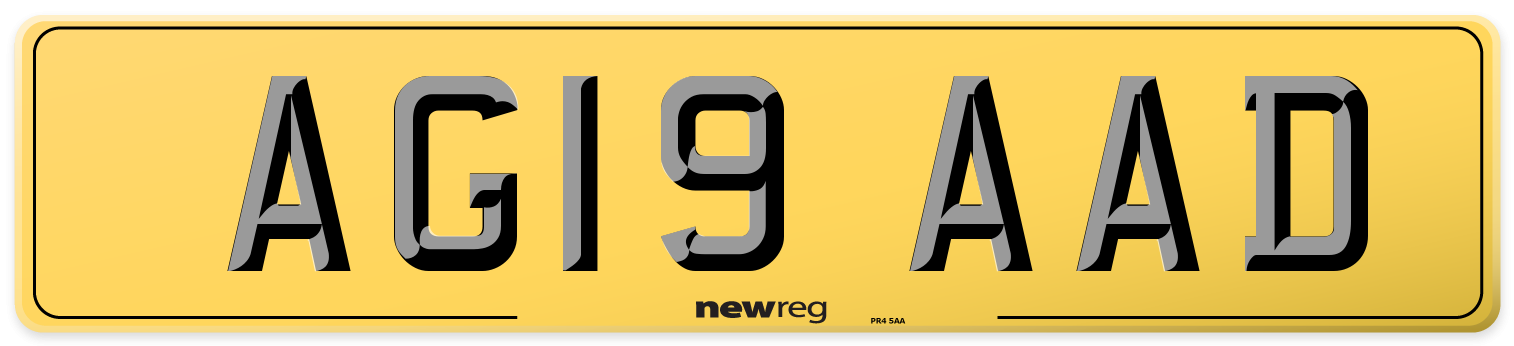 AG19 AAD Rear Number Plate