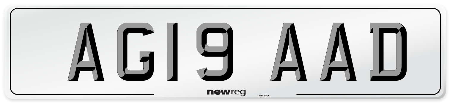 AG19 AAD Front Number Plate